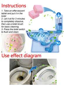 JUE FISH 12pcs Toilet Cleaning Tablets. Effectively Clean Stubborn Stains, Unclog Toilets And Drains, Remove Odors, Remove Yellow Urine Stains, And Refresh The Toilet. An Ideal Gift For Family And Friends. Household Cleaning Products (Random Shipment Of New And Old Models). - Multicolor - View 3