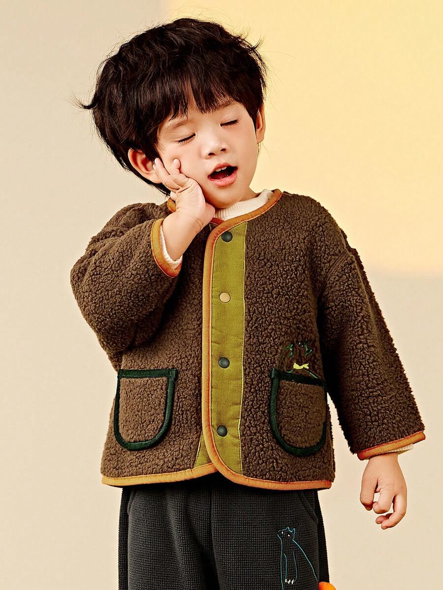 mini bala Licensed Collaboration Reversible Plush Coat Warm, Anti-Static Winter Outerwear - Khaki - View 1