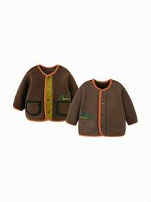 mini bala Licensed Collaboration Reversible Plush Coat Warm, Anti-Static Winter Outerwear - Khaki - View 4