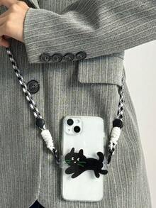 1 个可爱绿色胡子猫形伸缩手机支架，配 1 个肩带挂绳，适合手机宽度在 7.2 厘米/2.8 英寸至 8.5 厘米/3.3 英寸之间 - 彩色 - 查看 3