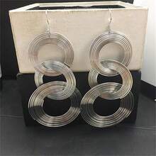 1 件女式镀金长款几何多层吊坠耳环，派对佩戴 - 彩色 - 查看 13