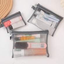 3 件装化妆品收纳袋，透明网状化妆品收纳袋，便携 - 包括大号、中号和小号，多功能旅行收纳袋。带拉链的旅行化妆包 - 防水 - 非常适合化妆品、学校、办公室和旅行收纳配件、返校圣诞节假期礼物， - 彩色 - 查看 2