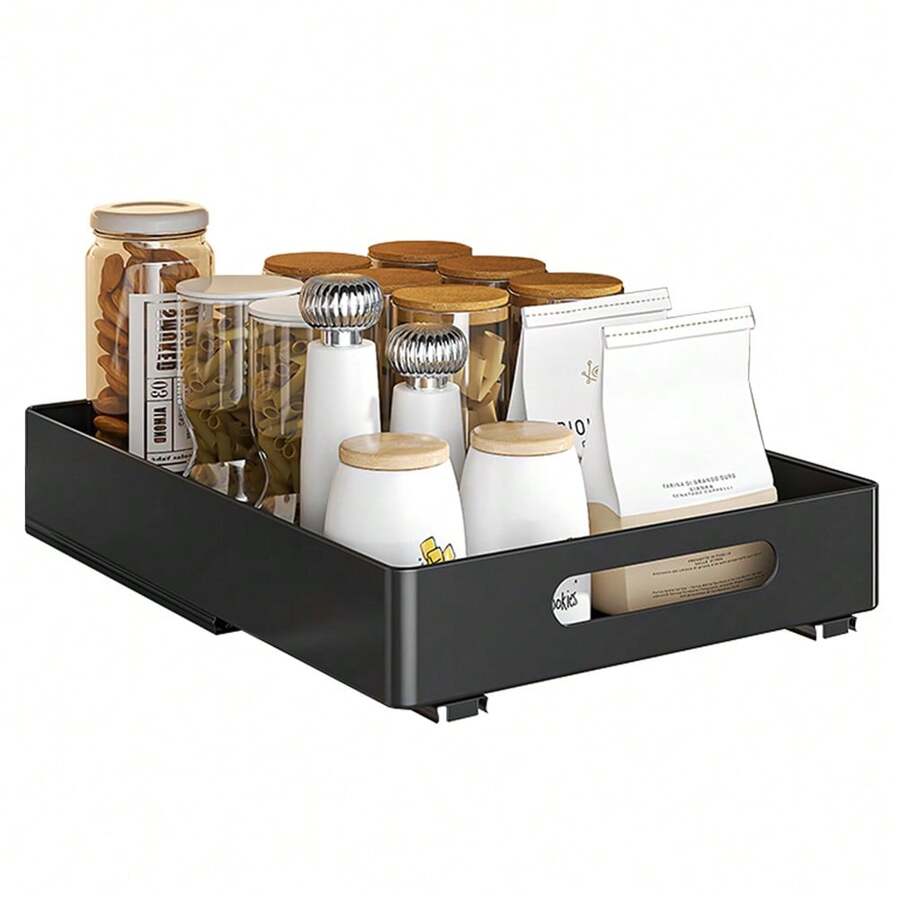Pull Out Cabinet Organizer, Pull Out Drawers For Kitchen Cabinets, Under Counter Pull Out Kitchen Storage, Kitchen Cabinet Organizer, Kitchen Drawer, Cabinet Storage - 黑色 - 查看 1