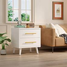 Nightstand Set Of 2 With Metal Handles 2 Drawer Dresser, Bedside Table Set For Bedroom - White - View 7