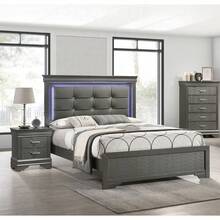 Mesa de noche de transición moderna de madera gris con 2 cajones, mueble de dormitorio, Klgeivb