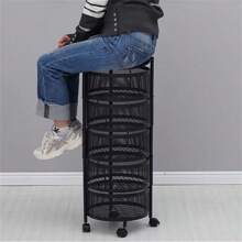 Drehbarer Gemüseständer, freistehender mehrstöckiger runder Korb aus Kohlenstoffstahl für Obst & Gemüse, Küchenregal zur Aufbewahrung