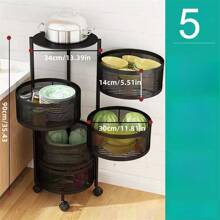 Drehbarer Gemüseständer, freistehender mehrstöckiger runder Korb aus Kohlenstoffstahl für Obst & Gemüse, Küchenregal zur Aufbewahrung