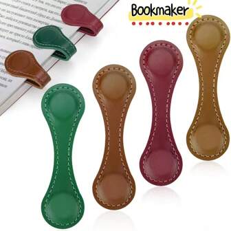 磁性皮革书签，1 件彩色皮革磁铁书签页面标记复古磁铁书签夹阅读用品礼物，适合阅读男女书迷，1 件复古个性化 PU 皮革磁性书签 - 双面夹，适用于日记和书籍