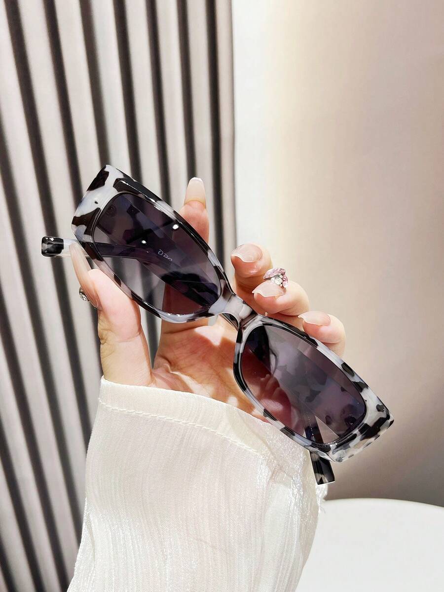 1 对女士塑料猫眼窄款时尚眼镜，别致优雅精致波西米亚风时尚，适合旅行、拍照、户外、露营、街头风格搭配时尚眼镜女士太阳镜海滩配饰复古 Y2k - 灰色 - 查看 1