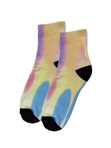 1 Cặp Vớ Thể Thao & Yoga Dài Nhuộm Màu Thu/Đông, Vớ Nhiều Màu Phong Cách Hiphop Thấm Hút & Nhanh Khô, Thời Trang - Nhiều màu - Xem 4