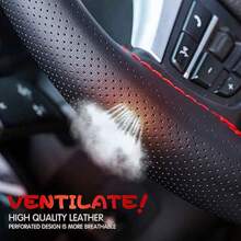 38cm/15 Inch Hand Sewing Steering Wheel Cover, DIY Breathable Anti-Slip Leather Steering Wheel Anti-Scratch Cover, Car Wheel Cover Protector With Needle And Thread, Decorative Modification Accessory, For Most Car Models