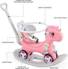 4 In 1 Rocking Horse For Toddlers 18-36months, Baby Ride On Toy With Detachable Balance Board, Footrest And 4 Smooth Wheels, HDPE Material - Pink - View 2