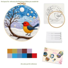 Bộ dụng cụ nỉ kim tự làm cho người mới bắt đầu - Thiết kế chim cành, Bộ đồ thủ công bằng len hoàn chỉnh có dụng cụ và khung, 7,87x7,87in - Quà tặng trang trí nhà sáng tạo - Nhiều màu - Xem 3