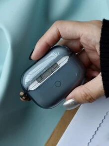 1PC Minimalist Monotone Muted Color Frosted Transparent Protective AirPods Case With Leather Cord