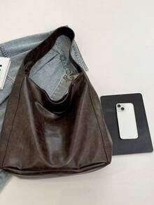 Autumn And Winter Fashion New Women's Handbag, Casual Large Capacity Shoulder Bag, Fashionable Handbag, This Year's Popular Underarm Bag, College Student Commuting Bag, Lightweight And Practical Soft Faced Bucket Bag, Autumn And Winter New Shopping Bag, Suitable For Gift To Friends For Shopping, Dating, Business Travel And Business Use - Coffee Brown - View 8