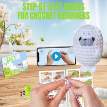 DIY Crochet Kit For Beginners, Amigurumi Stuffed Animals - Gift Animal Crochet Starter Kit All-In-One Complete Crochet Kit Learn To Crochet Sets With Instructions And Step By Step Video Tutorials For Adults - White - View 3
