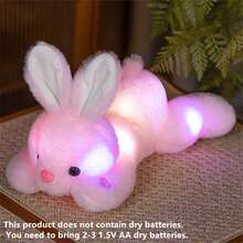 Keylingwd 25 / 35CM可爱发光兔子毛绒玩具柔软毛绒填充彩色发光兔子娃娃有趣的LED发光毛绒玩具房间装饰生日礼物圣诞礼物新年礼物复活节礼物（本产品不含干电池。您需要携带2-3节1.5V AA干电池） - 彩色 - 查看 4