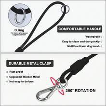 硅胶材质防水、质地舒适、手柄可调节的宠物牵引绳，适合户外安全使用 - 黑色 - 查看 4