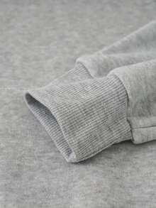 MURAMASA Hombres Capucha con estampado de letra con cordón con bolsillo de canguro - Gris - Ver 7