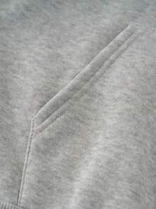MURAMASA Hombres Capucha con estampado de letra con cordón con bolsillo de canguro - Gris - Ver 3