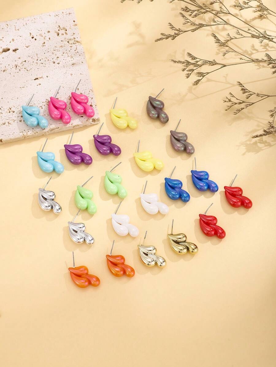 3 Cặp Hoa Tai Đính Đá Hình Giọt Nước Hình Con Muỗi Dễ Thương Bằng Acrylic, Thích Hợp Cho Phụ Nữ Đeo Hàng Ngày Và Làm Quà Tặng - Màu 1 - Xem 1