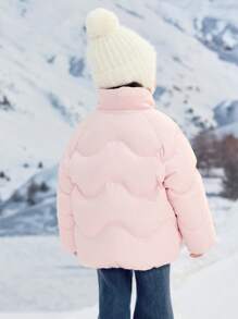 Balabala Girls' Short Down Jacket New Chinese-Style Winter 2024 Collection With Stand-Up Collar - Pink - View 3
