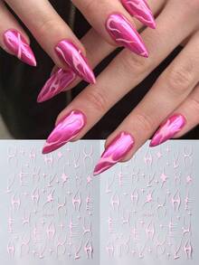 2 miếng dán móng tay hình đường cong gai nhọn hình đầu móng tay kiểu Pháp kim loại hình dán móng tay ngọn lửa gai Y2k tự dán thiết kế laser ba chiều mặt dây chuyền móng tay sáng bóng đồ trang trí nghệ thuật móng tay vật dụng làm móng - Nhiều màu - Xem 11