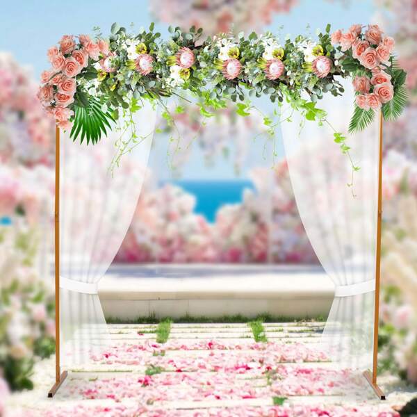 Eatssode 2 X 2M Arco de boda dorado, soporte de arco de boda de metal para decoración de puertas con flores, bodas, fiestas, eventos, decoración con globos, recuerdos de fiesta, decoración de habitación para la novia