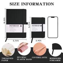 Hardcover Ruled Journal With Thick 100 Gsm College Ruled Paper A5 Size (8.5 Inches X 5.7 Inches) - Daily Writing Notebook Journal For Travel, School And Office Use - Diary Journal For Women And Men Back To School - Black - View 2