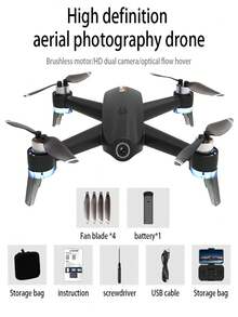 新款 S27 无人机配备无刷电机、光流、智能避障、4K 高清航拍、360° 翻转、带双摄像头和无刷电机的遥控玩具飞机、智能悬停，适合初学者，是节日礼物的完美之选