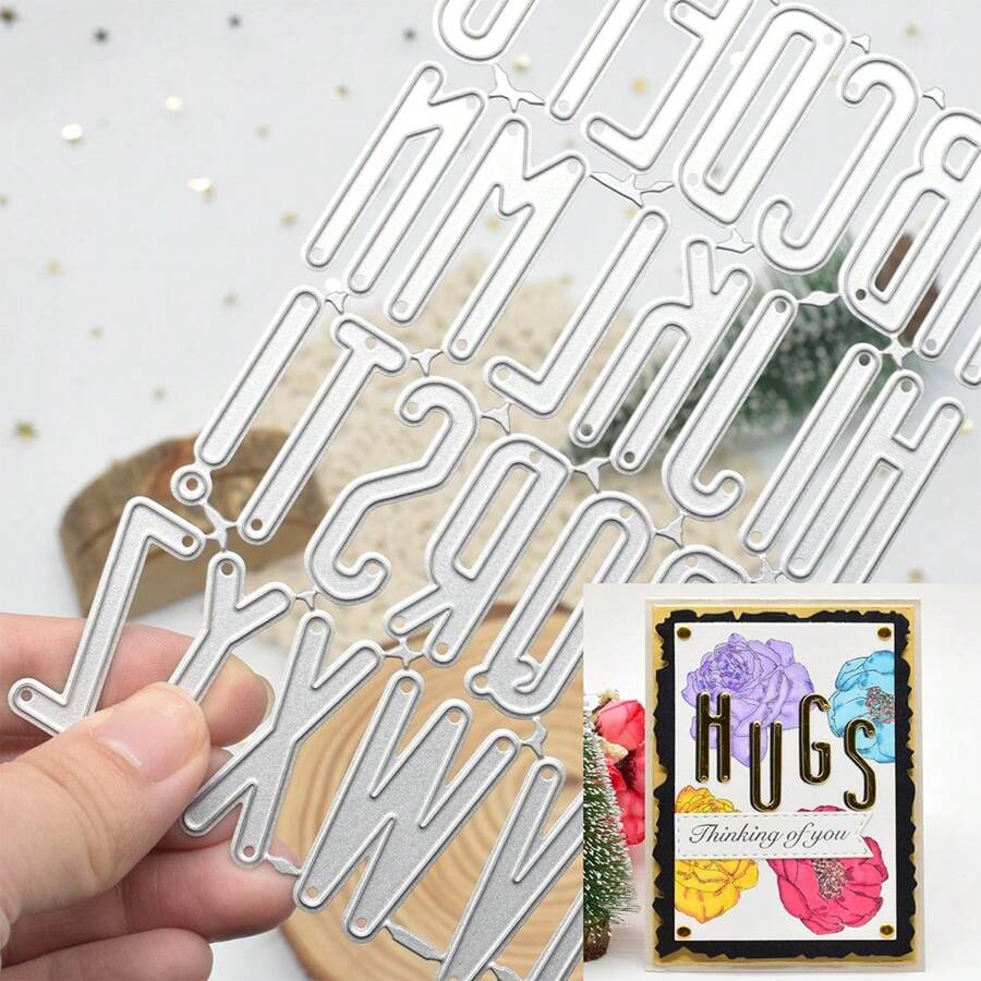1 Pc A To Z Letters Cutting Dies Letter Metal Die Cuts For DIY Scrapbooking Album Card Making Paper Crafts - Silver - View 1