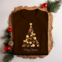 Unisex Christmas T-Shirt Christmas Tree Personalized Elegant Premium Fabric Print 2 - 白色 - 查看 4