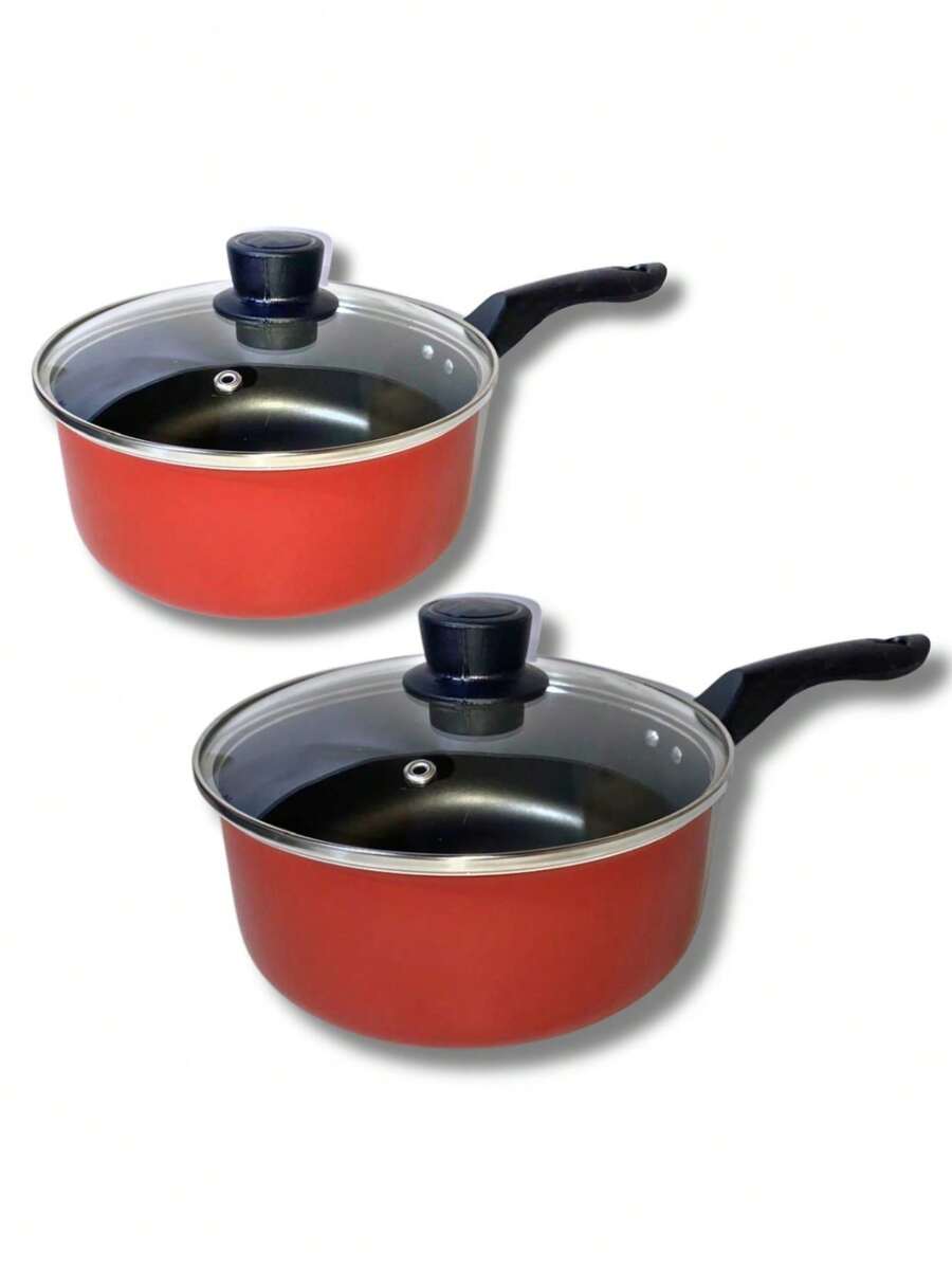 Marcolar N16 And 18 Non-Stick Cookware Kit With Glass Lid - Đỏ - Xem 1