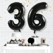 1/2 件黑色 40 英寸巨型数字铝箔气球适用于 16 岁、18 岁、20 岁、21 岁、25 岁、30 岁、40 岁、50 岁、60 岁、70 岁、80 岁生日派对、周年纪念和其他庆祝装饰 - 黑色 - 查看 41