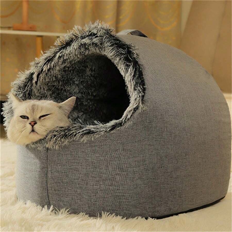 1 件宠物拖鞋形窝适合猫，半封闭式宠物屋，温暖可爱，适合秋冬季