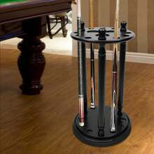 Miumaeov 9 Hole Solid Wood Vertical Pool Cue Rack With Rotating Cue Rack Practical And Durable Pool Table Accessories, Rotating Cue Rack, Fishing Rod Holder - Black - View 5