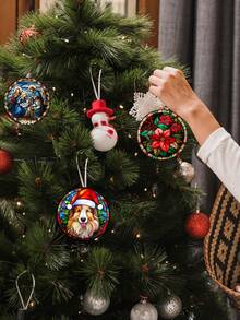 1 件圣诞主题亚克力挂饰，6 种款式可供选择，DIY 工艺空白吊坠，用于节日装饰、童话主题、多功能吊坠和感恩节、新年、圣诞节 - 彩色 - 查看 1