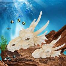 1PC Đồ trang trí bằng nhựa đầu lâu rồng cho bể cá, Đồ trang trí hang đầu lâu rồng, Lỗ ẩn cá nhỏ trong bể cá, Ngôi nhà ẩn, Đầu lâu khủng long bằng nhựa sáng tạo - Lạc đà - Xem 10