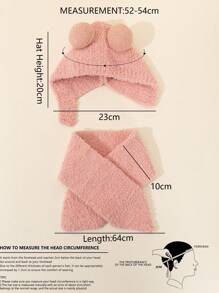2件套儿童针织帽围巾套装，儿童冬季保暖双件套，舒适针织帽围巾组合，时尚冬季配饰，可爱多彩冬季套装，儿童必备冬季双件套 - 紅色 - 查看 9