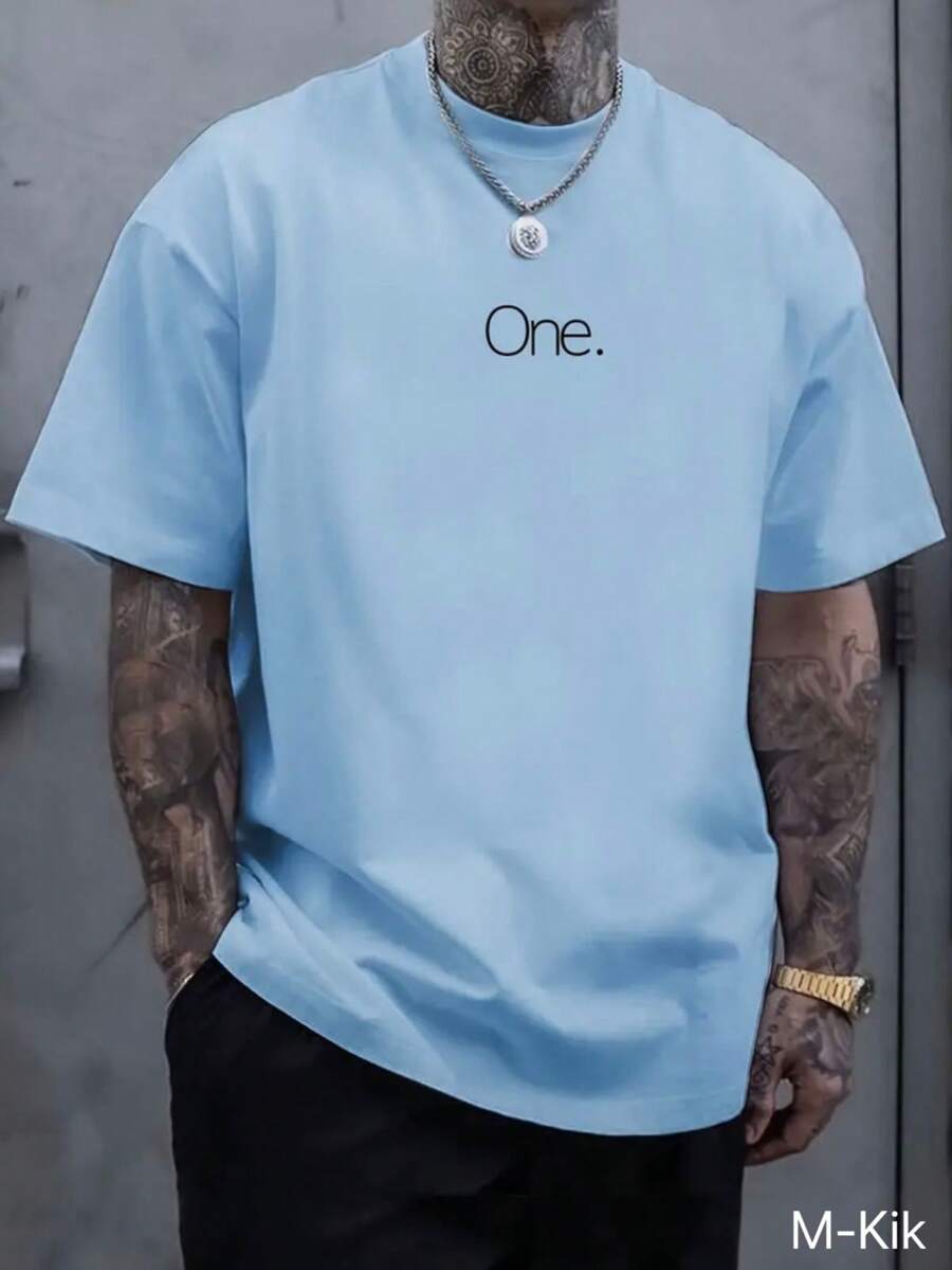 Camiseta Masculina One Estampadas Manga Curta Verão - Azul - Visão 1