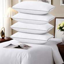 4pcs White Bed Pillows Inserts, Soft Pillows 4 Pack Down Alternative Hotel Quality Bed Pillows For Sleeping Soft And Supportive Pillows For Side And Back Sleepers,Halloween Decor ,Down Alternative Pillow Core,Soft Cushion Inner, White Decorative Pillow Inserts For Bedroom Living Room Sofa,Pillows For Bed - Xám - Xem 1