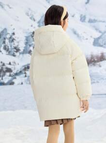 Balabala Chaqueta acolchada de invierno 2024 para niñas, con capucha y textura dulce
