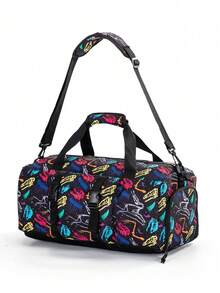 17 英寸时尚菱形图案单肩包、运动健身手提包、旅行行李包、学校收纳手提包、野餐轻便收纳袋（卡通车、足球、恐龙、彩虹独角兽元素） - 手提包 - 查看 12