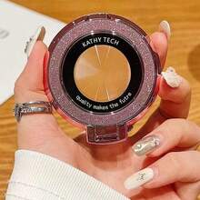 360 度旋转新款背贴水钻磁性化妆镜创意折叠无线手机支架桌面休闲镜 - 彩色 - 查看 4