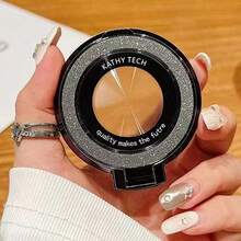 360 度旋转新款背贴水钻磁性化妆镜创意折叠无线手机支架桌面休闲镜 - 彩色 - 查看 7