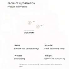 2pcs 925 Sterling Silver Natural Freshwater Mini Pearl Stud Earrings For Women, Simple Elegant Design, Nurturing Earlobes
