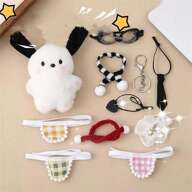  11 PIEZAS Colgante Pacha de Sanrio, muñeca sonrojada encantadora, bolsa de peluche, muñeca de dibujos animados creativa, regalo de cumpleaños, color aleatorio