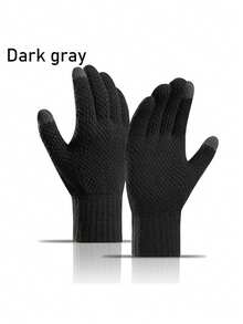 1 双男士加厚保暖内衬菠萝纹理触屏手套，温暖冬季 - 彩色 - 查看 3