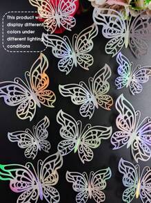 12 piezas Pegatinas de pared de mariposas 3D huecas, decoraciones para fiestas y bodas, decoración de pared del hogar, telón de fondo para fotos, adecuado para Halloween, Día de San Valentín, Día del Padre, Día de la Madre, bodas, fiestas, regalo para seres queridos, pegatinas, vinilos decorativos para el hogar, artículos de decoración de primavera para refrescar tu hogar, pegatinas de decoración de ramas - Multicolor - Ver 15