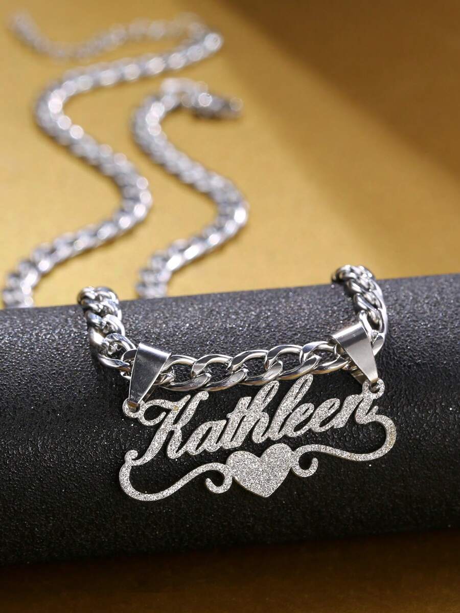 Custom Shiny Frosted Name Necklace Fashion Vintage Stainless Steel Men ...